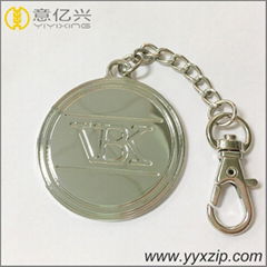 Polished gold later logo metal label keyring