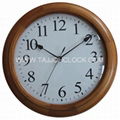 Classic round wooden frame wall clock 1