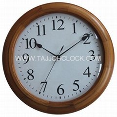 Classic round wooden frame wall clock