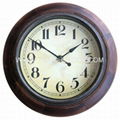 High Quality round wooden frame wall clock 1