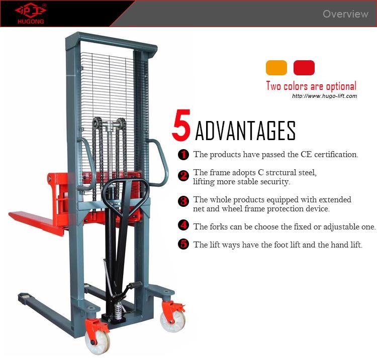 Best price 2T lifter truck manual pallet jack hand pallet stacker for sale