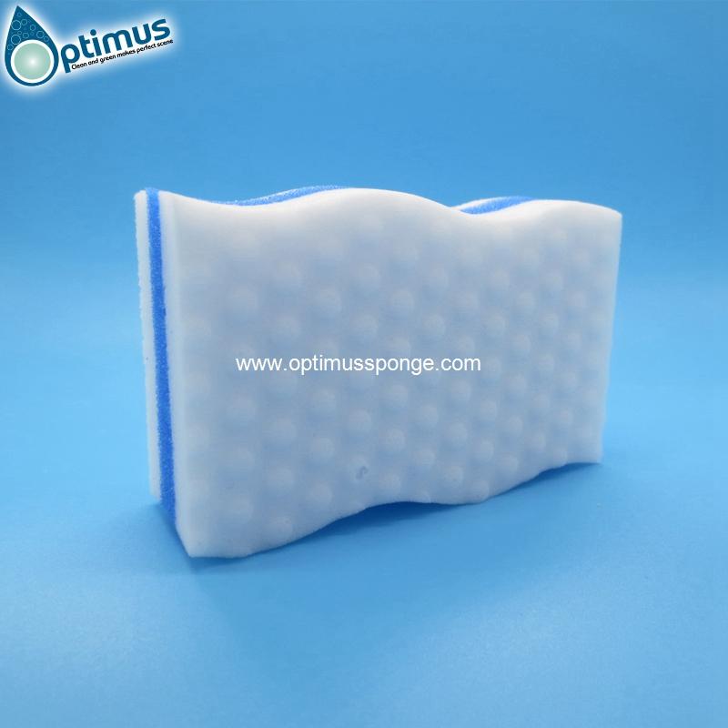 3 layers melamine sponge compostite with blue pu sponge  4