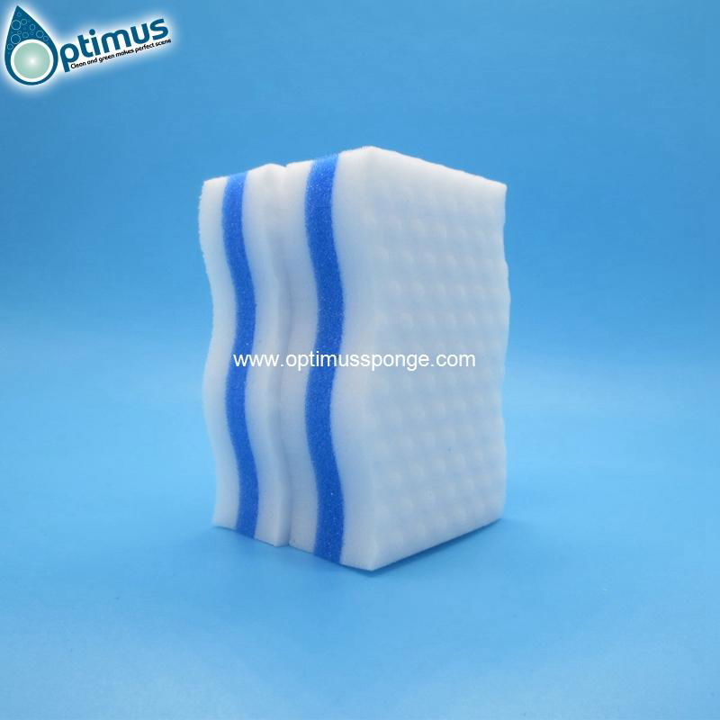 3 layers melamine sponge compostite with blue pu sponge  5