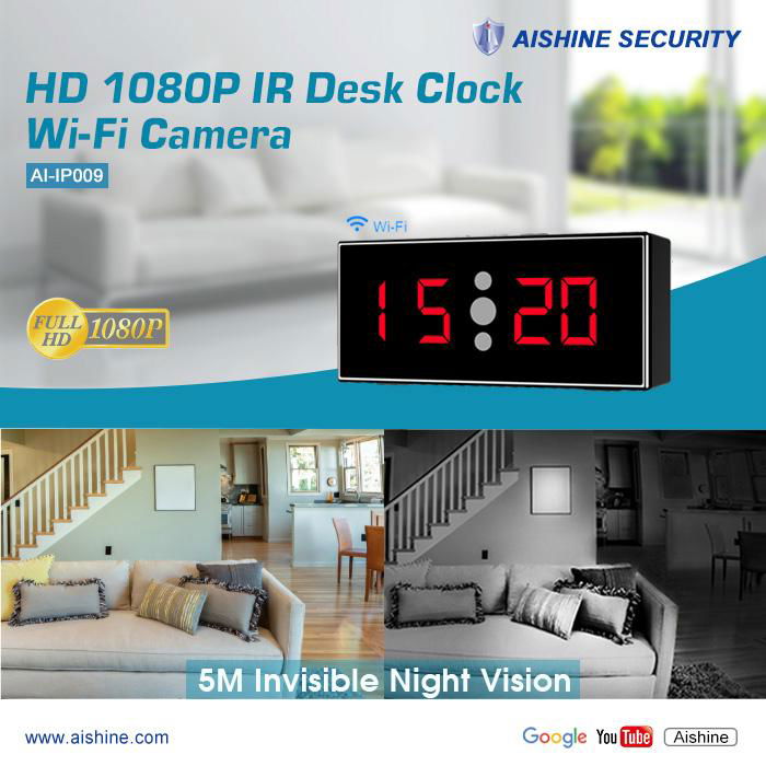 wifi hd 1080p 5-7 meters night vision hidden camera clock 5