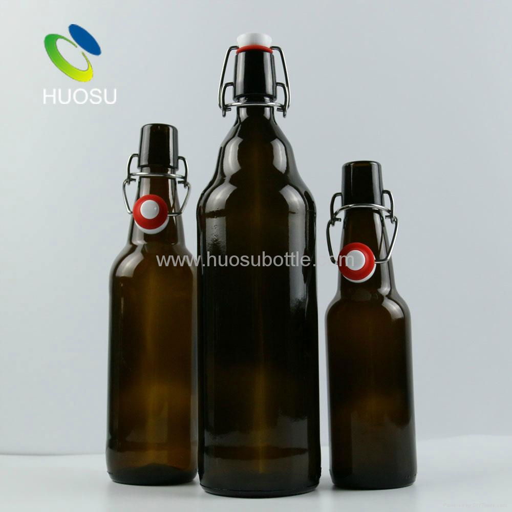 330ml 500ml 1000ml amber glass bottle with swing top