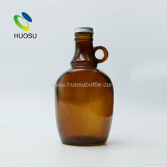 32oz amber/transparent glass beer growler with screw cap