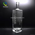 wholesale custom 750 ml squar transparent glass vodka bottle