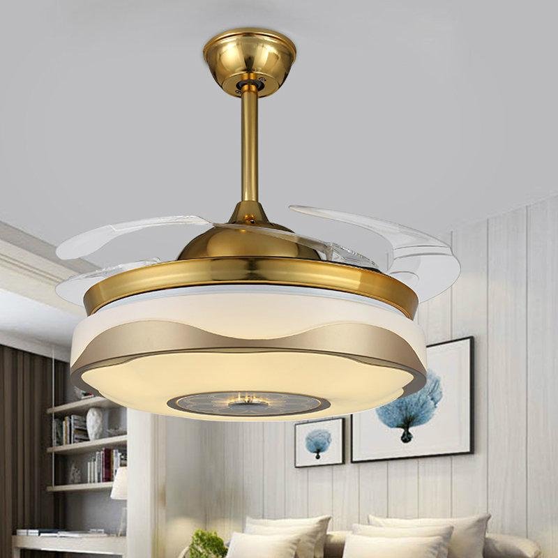 Modern retractable blade ceiling fan with LED light 2