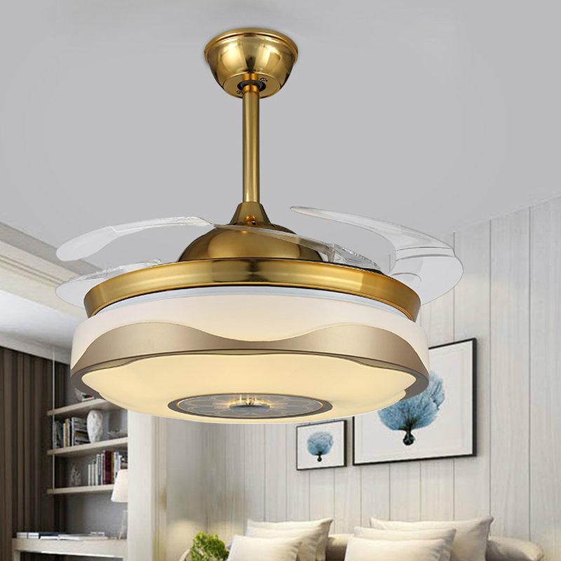 Modern retractable blade ceiling fan with LED light 2