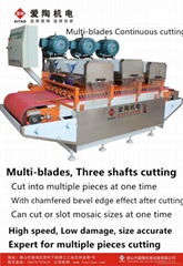 Three shafts multi-blades tile cutting machine