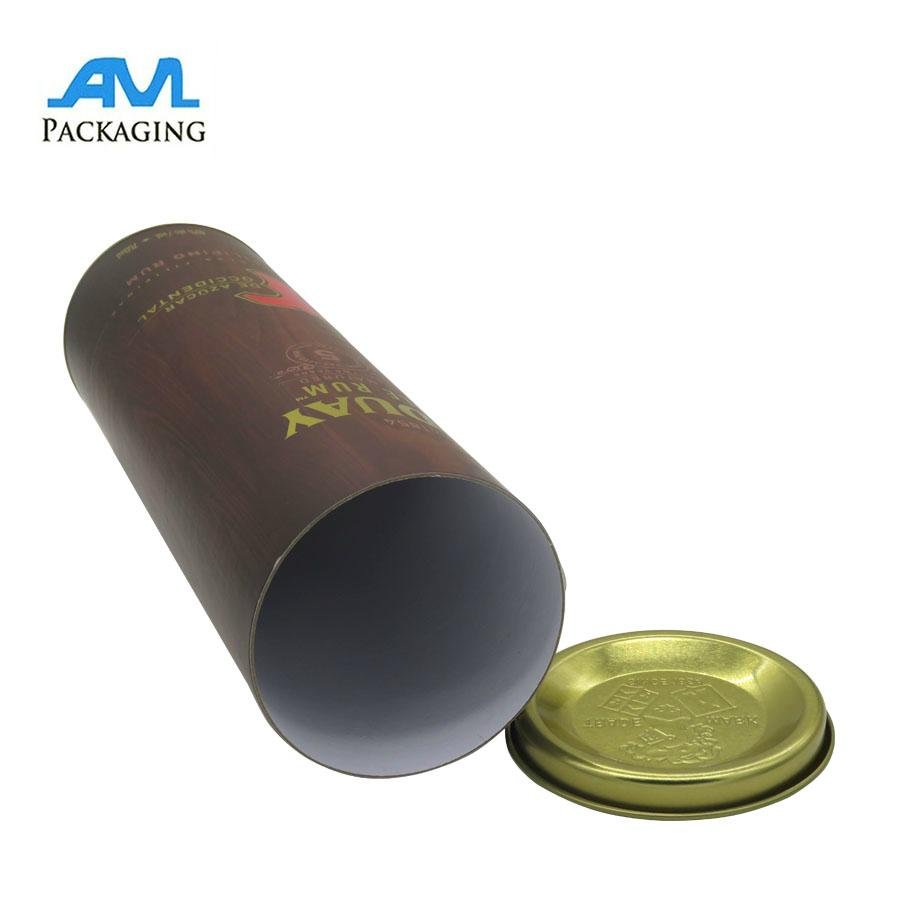 Aluminum Lid Packing Box Wine Tube Packaging Cardboard Cylinder Tin Box 2