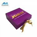 Custom Full Printed Cardboard Packaging Gold Ribbon Closure Jewelry Folding Box 1