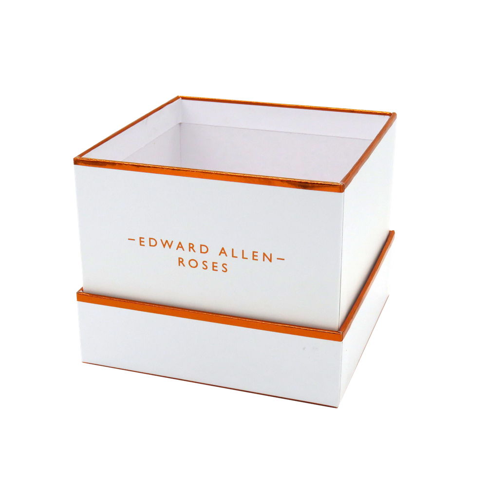 Square White Flower Box with Hot Foil Logo 2