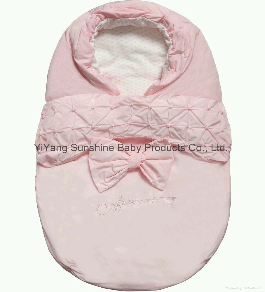 Armani Junior baby girls pink padded nest bunting sleeping bag  2