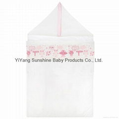 NWT NEW       Baby Girls White pink robot logo bunting sleeping bag nest