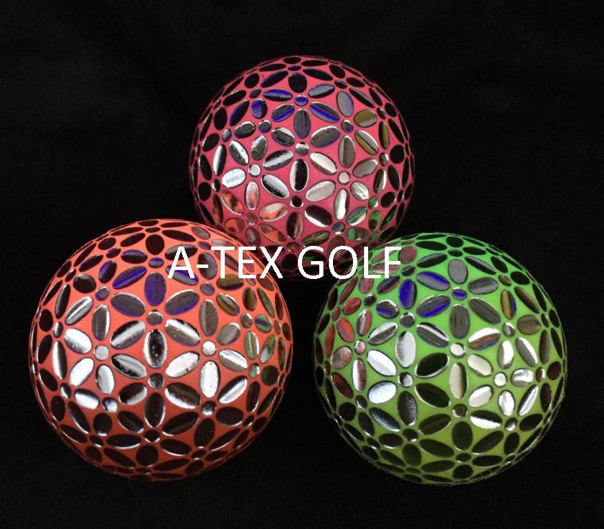 metallic flower  design  golf ball 