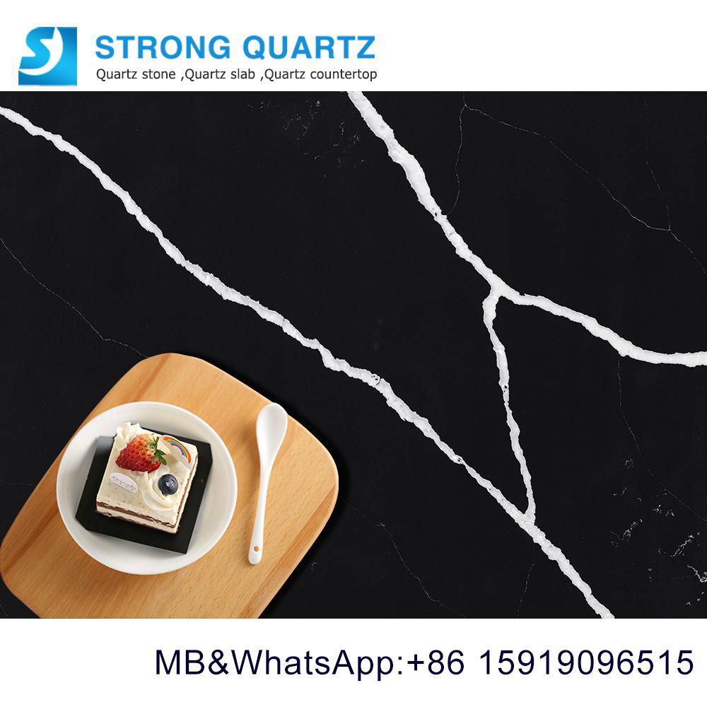 China Factory Quartz slabs white/black Calacatta series