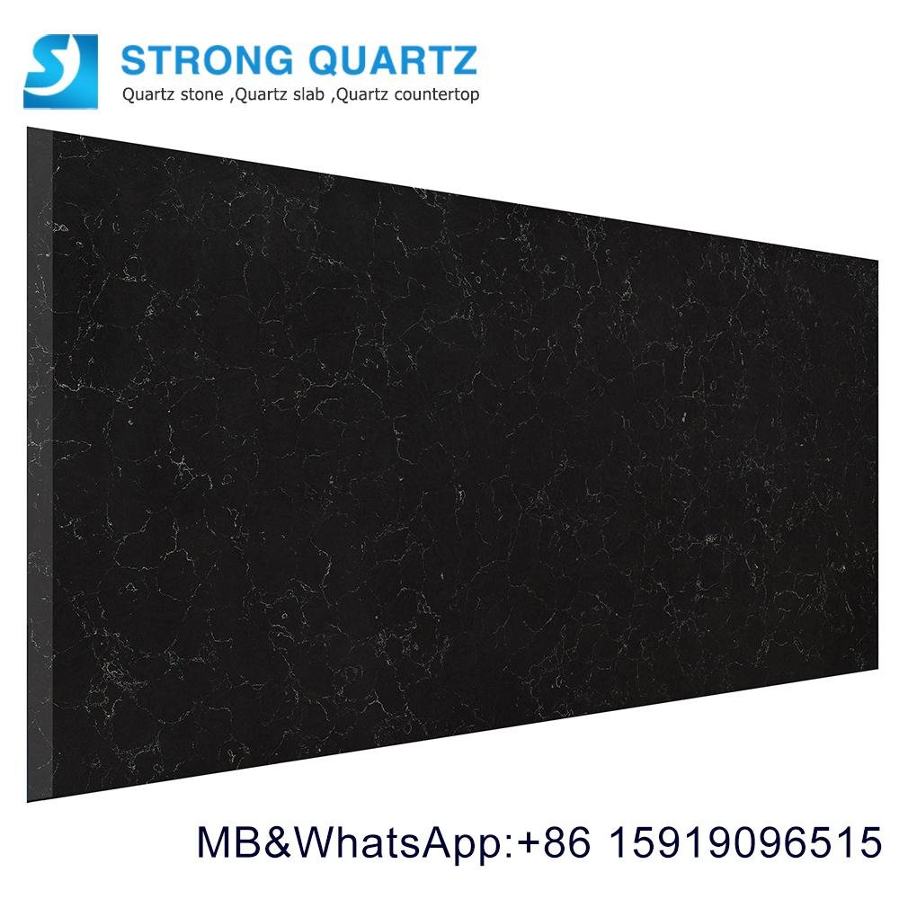 Wholesale Engineered Stone Black Marble Look Quartz Stone Slab for Countertops 5