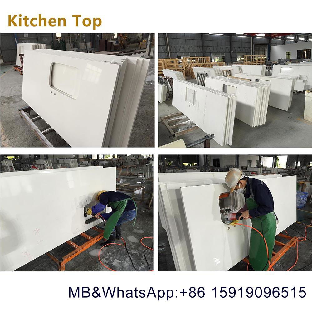 Prefab  white quartz kitchen countertop benchtop 2