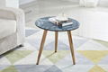 Original Design High Imitation Marble Effect Golden Metal Legs Side Table