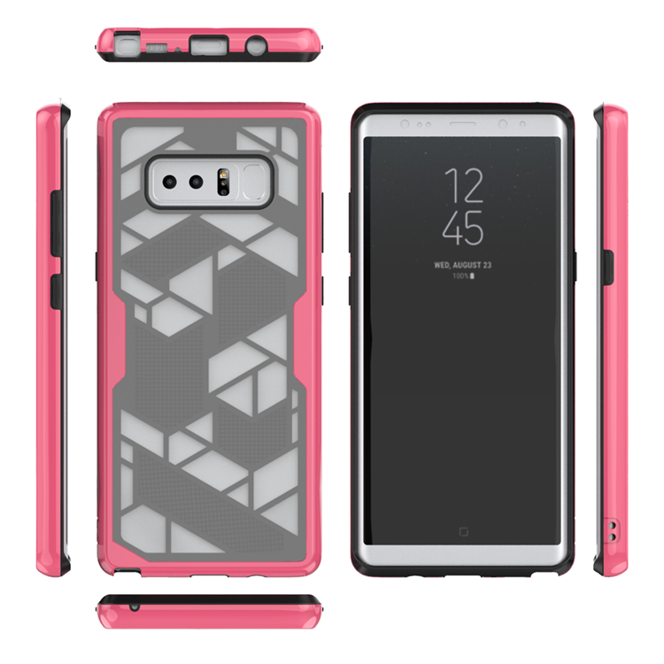 Hybrid R   ed PC TPU 2 In 1 Geometry Mobile Phone Cover For  samsung note8 s8