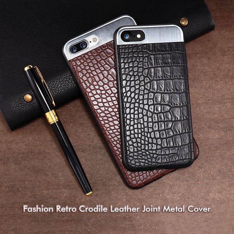 Upscale business luxury crocodile leather pattern phone case cover for iPhoneX 8