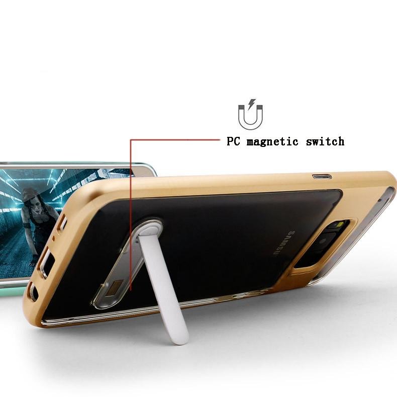 kickstand crystal transparent TPU PC hybrid phone case for samsung galaxy s8 4