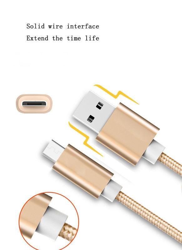 USB Type C Cable Braided Micro USB Cable Charging Cord Metal Housing For Note 8