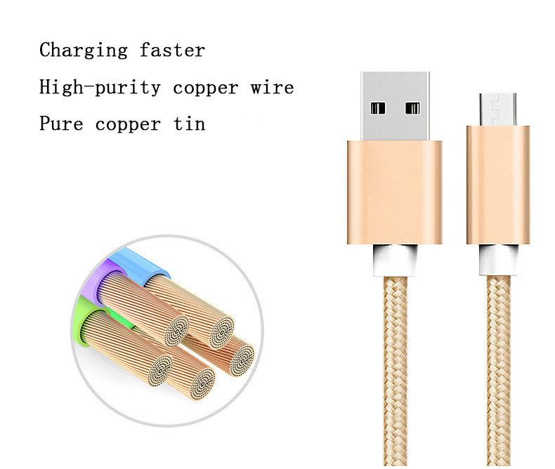 USB Type C Cable Braided Micro USB Cable Charging Cord Metal Housing For Note 8 5