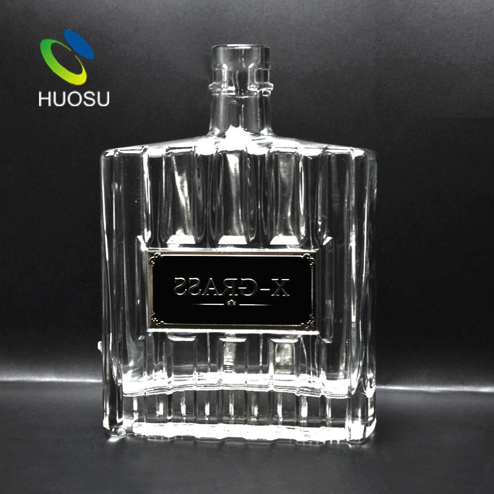 Wholesale glass square flat perfume bottle whisky glass jars