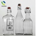 High Flint Production Line Sparkling 750ml Clear Beer Glass Growler With Flip To