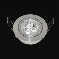 1Ｗ3W embedded spotlight adjustable angle silver LED ceiling spotlight