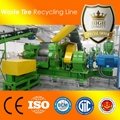 Waste tire recycling line with rubber cracker and crumbs mills