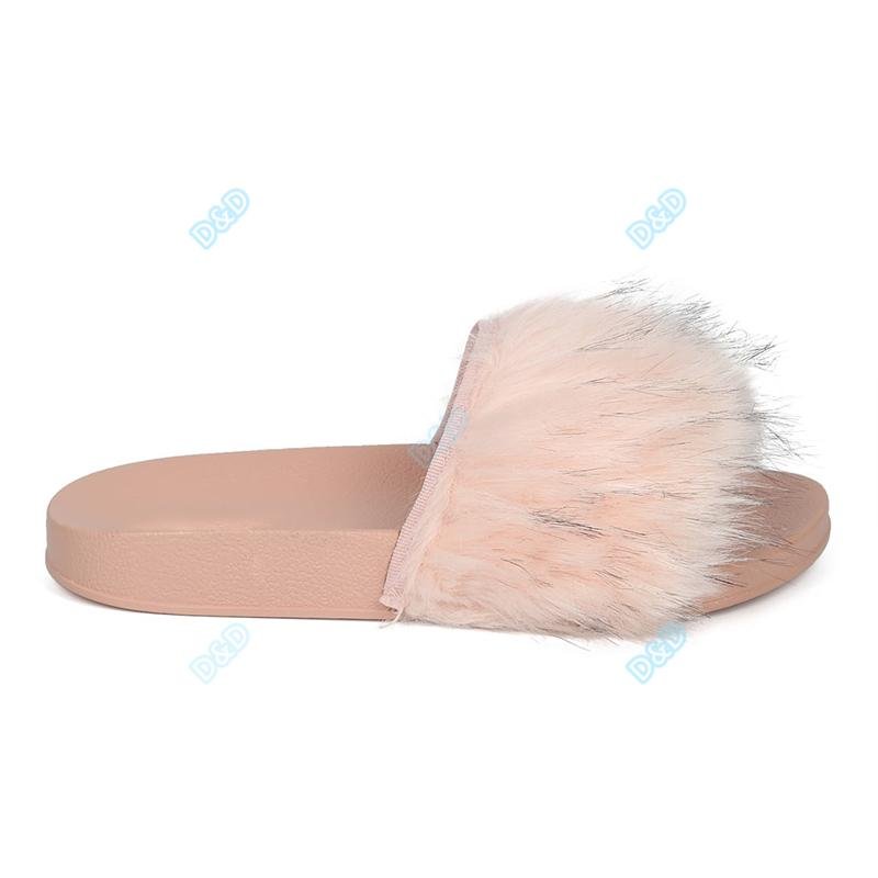 Latest design women faux fur slippers sandals 2