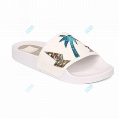 Promotional women leather pool slide sandals