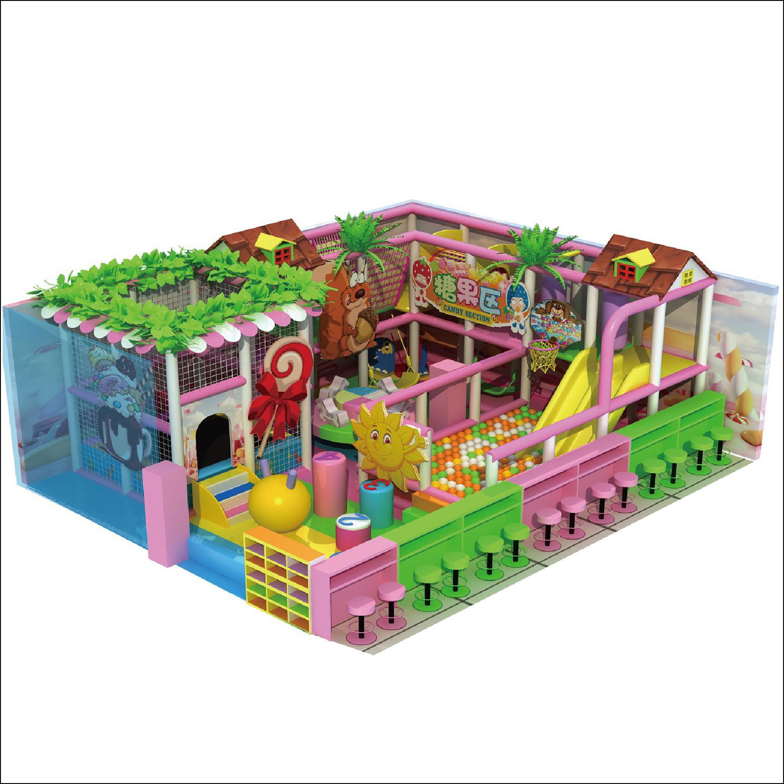 HLB-I17016 LxWxH 10x10x2.8m Two Level Indoor Playground Business for Sale 5