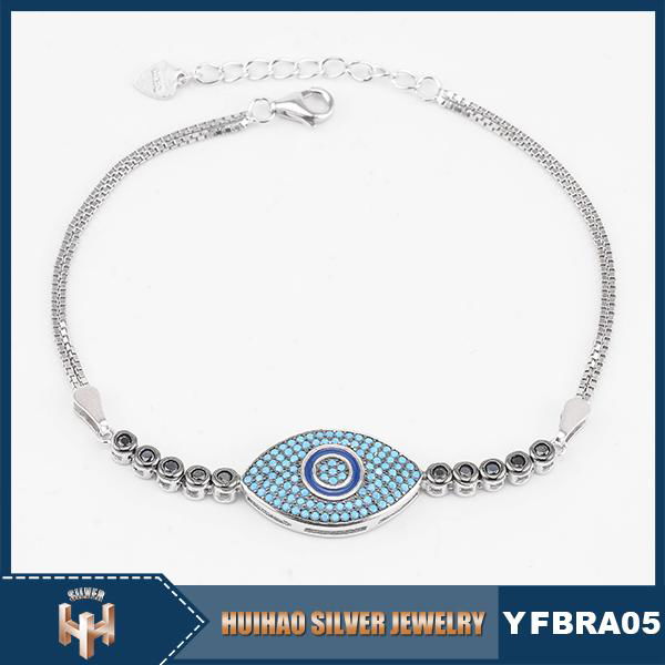 factory hot sale 925 Sterling Silver Blue Evil Eye Turkish Bracelet 5
