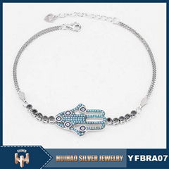 Turkey jewelry 925 sterling silver cz dimond evil eye bracelet wholesale