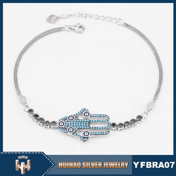 Turkey Jewelry Hand Of Bracelet 925 Sterling Silver Blue Turquoise Bracelet