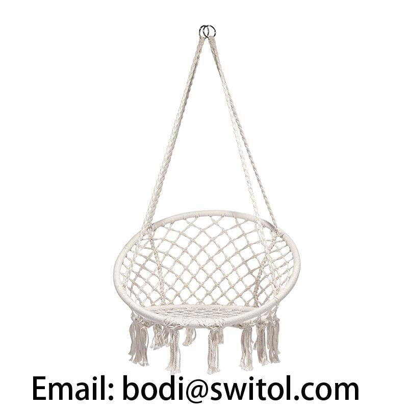 Amazon Hot Sale Outdoor Indoor Round Macrame Cotton Rope Hammock Swing Chair