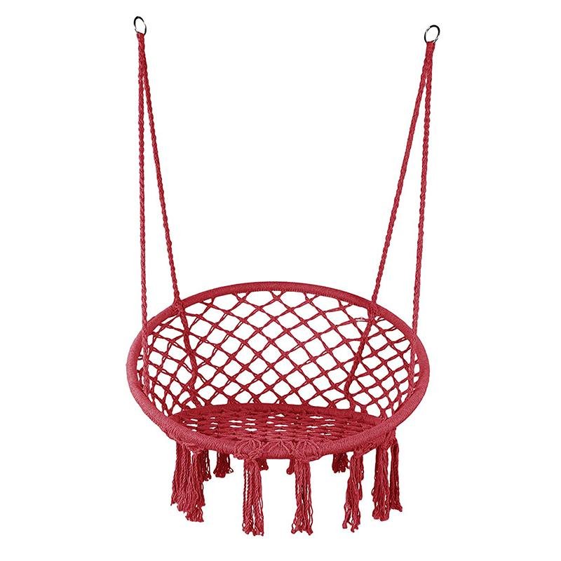 Amazon Hot Sale Outdoor Indoor Round Macrame Cotton Rope Hammock Swing Chair 5