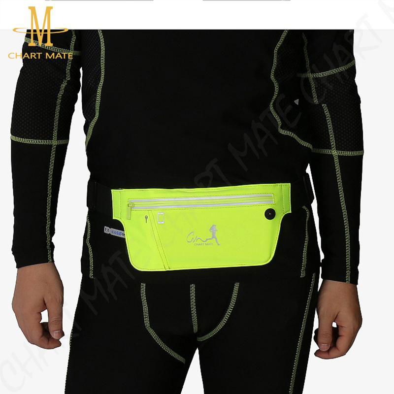 Out door sport elastic waterproof Lycra waist bag with earphone hole and zipper 2
