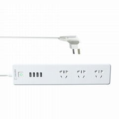 CN smart surge protector 3 AC outlets power socket 4-USB smart charging ports