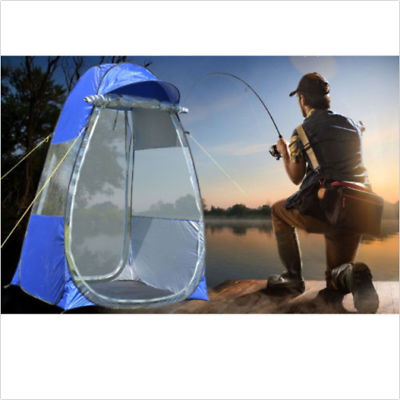 Outdoor Single Pop-up Tent Pod For Fishing Watching Sports Camping Blue Clear 4