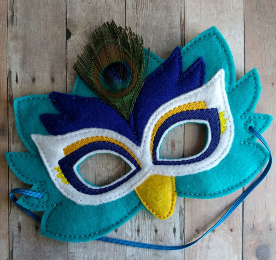 eco friendly soft Peacock felt half face Christmas party mask for kids 4