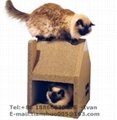 Corrugated Cat Shaped Scratching Post Cardboard Cat Scratch Playhouse 1