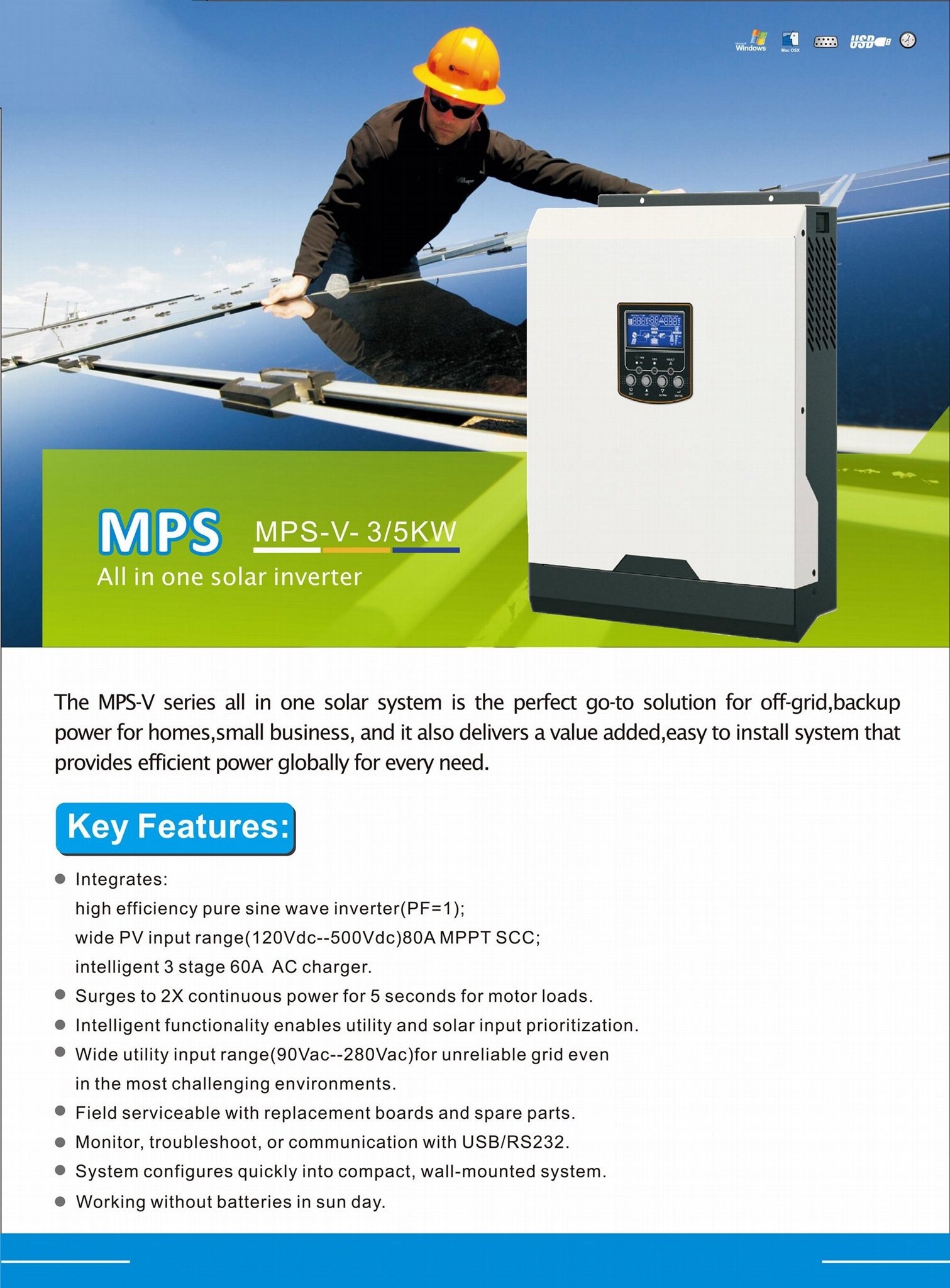 3000w 5000w 24v/48v off grid solar inverter with mppt solar controller 2