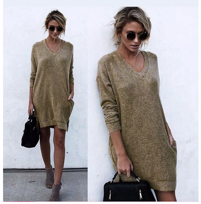 2 Colors Women Sweater Dress