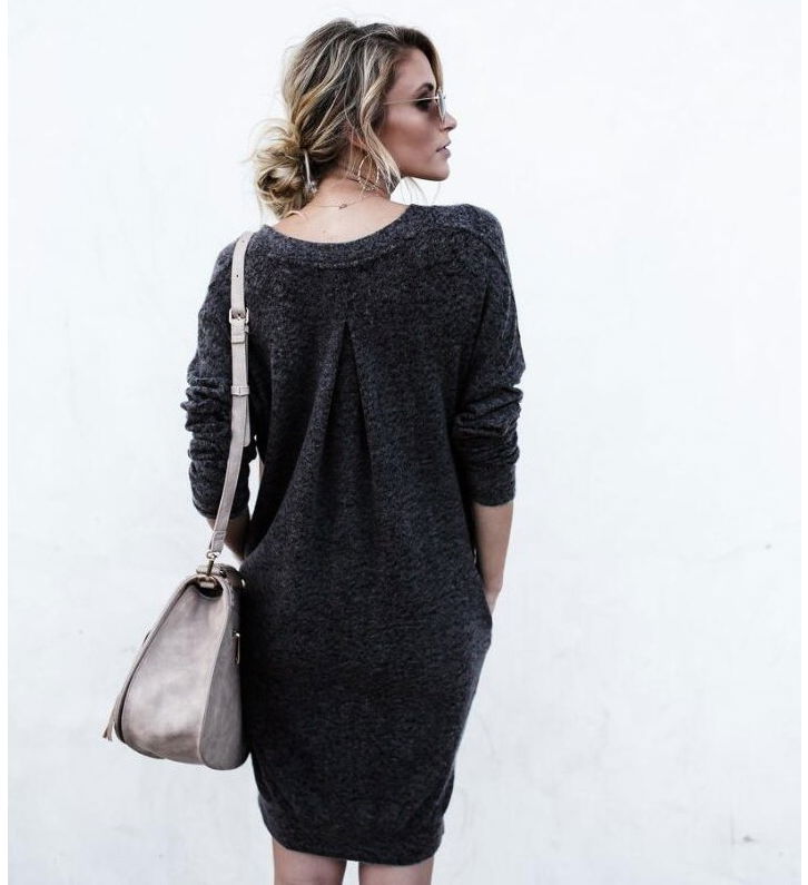 2 Colors Women Sweater Dress 2