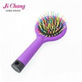 Rubber finishing detangling plastic hair brush with mirror